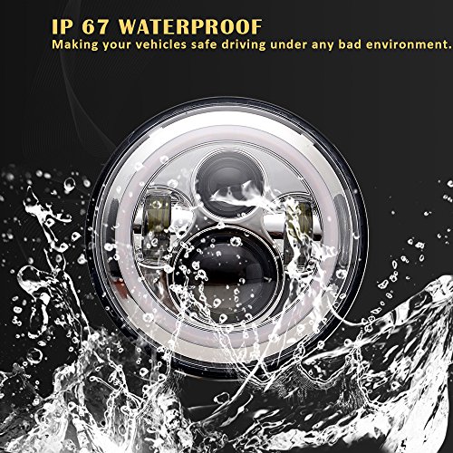 image for TURBOSII DOT Approved 7inch Round chrome Jeep Wrangler Projector Angel