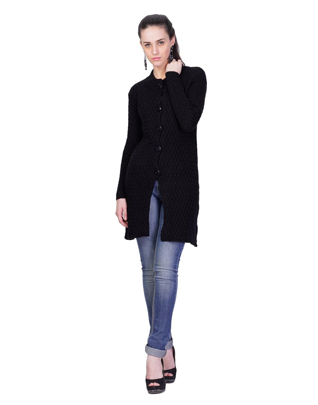 montrex black designer long coat for women