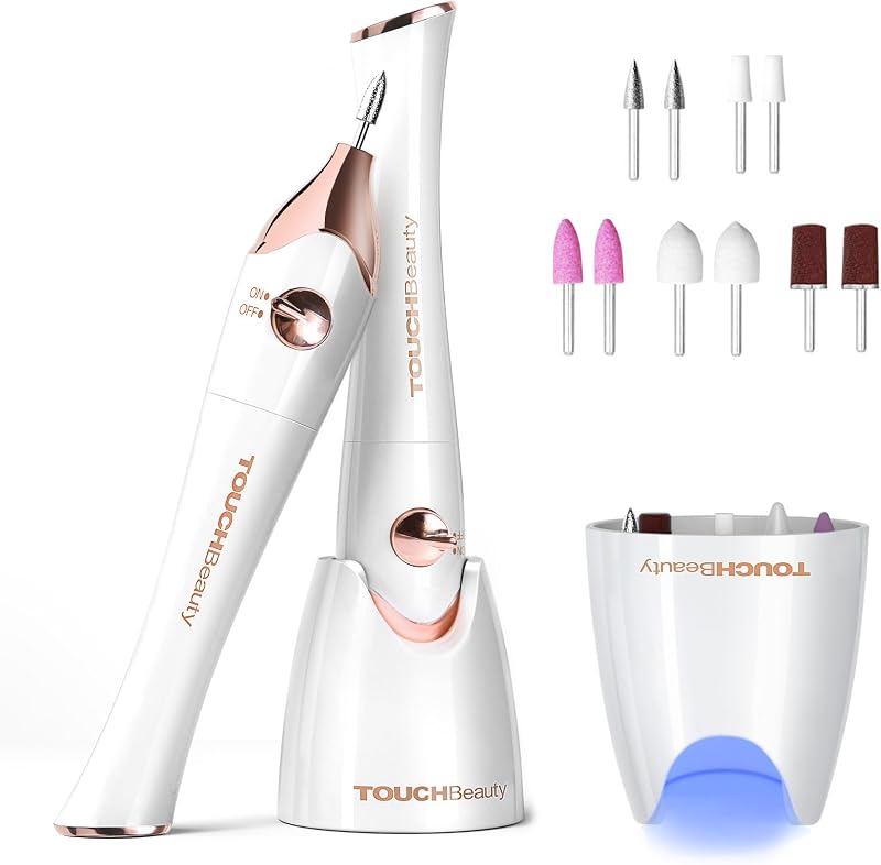 TOUCHBeauty 5 in 1 Nail Drill Kit with UV Dryer Gold Battery Powered