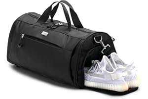 TOPDesign Gym Bag for Women & Men, Unisex Duffel Bag with Shoe Compartment & Wet Pocket for Travel Sports Gym (M Black)
