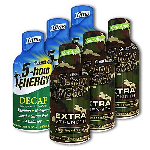 5 Hour Energy, 12 Decaf Citrus + 12 Extra Strength Sour Apple, 24 Count