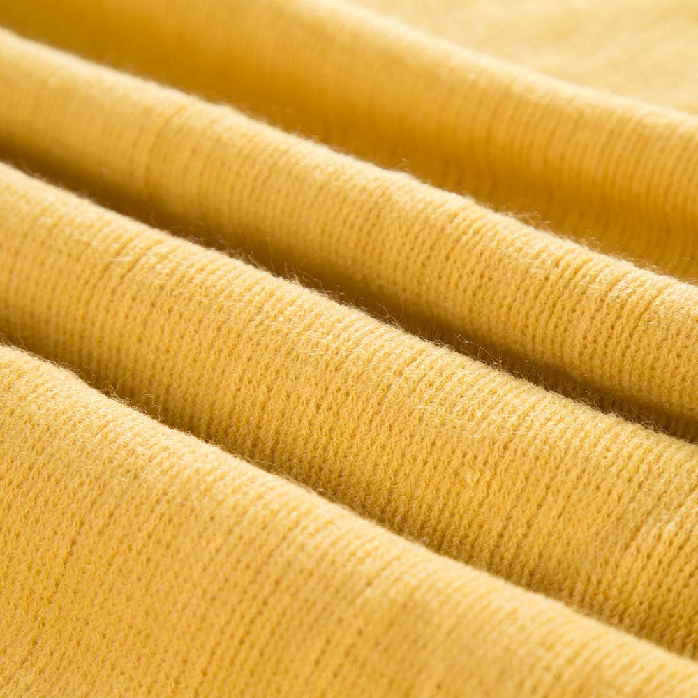 INSHERE Solid Gold Yellow Color Knitted Throw Blanket with Tassels Fringe Soft Cozy Comfy Warm Lightweight Fall Home Decor for Couch Chair Sofa Bedroom Living Room 51''x67'': Kitchen & Dining