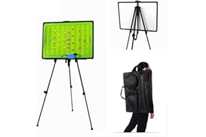 Joyeee 23.6'' x 17.7'' Magnetic Coaching Board, Extra Large Soccer Tactics Board with Magnetic Marker, Pen, Dry Eraser, Tripod Stand and Carrying Bag, Full Football Pitch Layout, Training Equipment