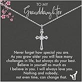 Luv And Gratitude Granddaughter Necklace, Sterling Silver CZ Cross Necklace for Granddaughter
