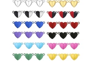 Eswala Magnetic Clasps for Jewelry Making 36pairs Heart Shaped Multicolor Clasp Connected for Bracelet Necklace Making Jewelry Strong Magnet DIY Accessories