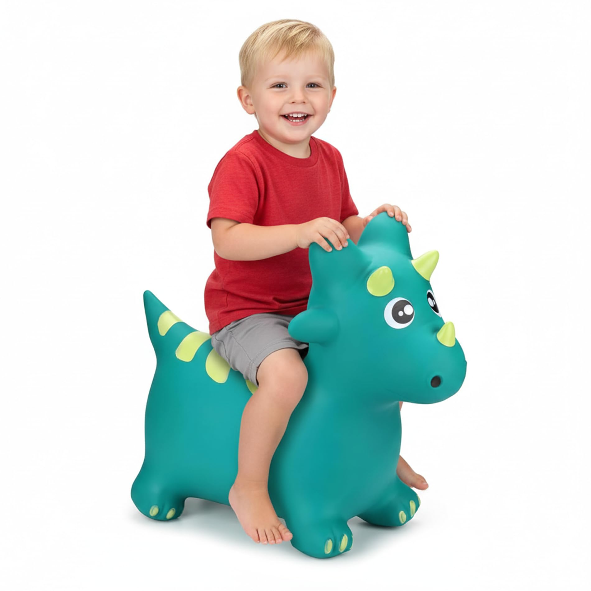 Curvaso Animal Bouncy Hopper with Pump for Kids Inflatable Ride-On Toys Gift, Indoor & Outdoor, Green Dino