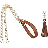 PATIKIL Purse Chain Strap, 39 Inch Leather Chain Straps Purse Strap Replacement Flat Chain Strap with Tassel for Crossbody Bag Handbag Woman, Brown/Gold