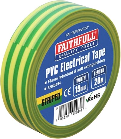 Faithfull Green/Yellow PVC Electrical Tape 19mm x 20m FAITAPEPVCGY