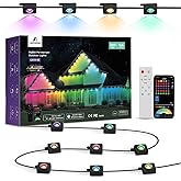 APPECK Permanent Outdoor Lights 200ft with 144 LED Lights, 72W Smart RGBW Eaves Lights, DC 36V, 40LM, IP67 Waterproof String Lights for Halloween Christmas Decor, Compatible with Alexa, Black