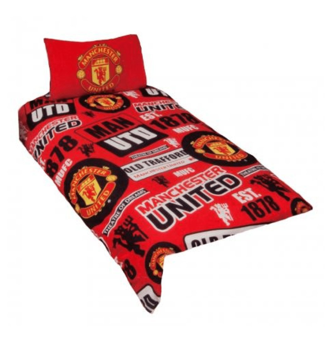 Manchester United Official Patch Single Duvet Set - Multi-Colour, 2 pieces