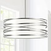 Corlaceling 19.7" Drum Chandelier 5-Light Brushed Nickel Modern Pendant Light Adjustable Hanging Lighting Chandeliers for Din