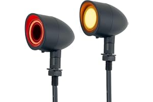 BOSYCY Motorcycle Rear Turn Signals LED 2 Pack Bullet Visor Tail-Lights, 40 LEDs Switchback Red Brake Light Amber Blinkers, Universal Fit Suzuki Yamaha Honda Harley Dyna Bobber (Matte Black)
