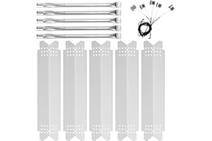 SOLDBBQ Grill Parts for Nexgrill Replacement Parts 5 Burner 720-0882A, 720-0896, 720-0896B, 720-0896C, 720-0925, 720-0925P, 720-0896E, 730-0896 Stainless Steel Heat Shield, Burner Tubes & Ignitors 5PCS Set