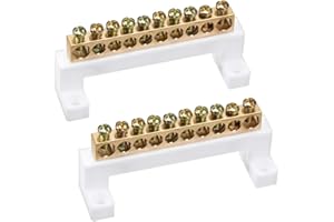 uxcell Terminal Block Connector Bar 10 Positions Single Row High Bridge Design Electric Barrier Bar 2 Pcs
