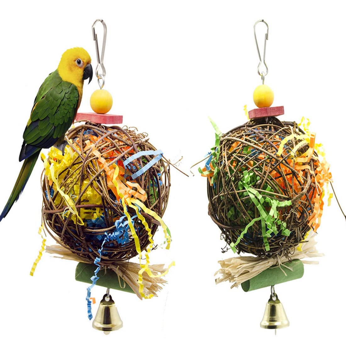 DongAi 2 Pack Bird Chewing Toys Foraging Shredder Toy Parrot Cage Shredder Toy Foraging Hanging Toy for Cockatiel Conure African Grey Amazon