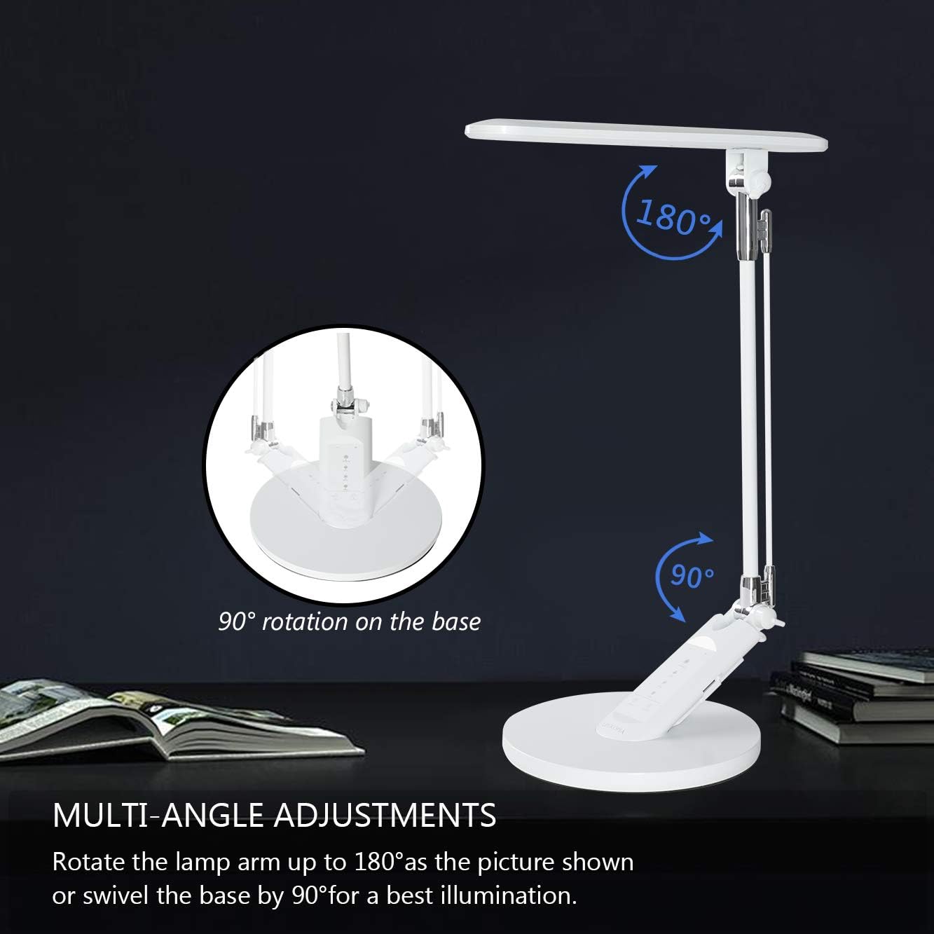 HDTIME Desk LED Lamp with USB Charging Port Touch-Sensitive Control with 1-Hour Timing Function,4 Lighting Modes with 7 Brightness Levels 36PCS LEDs(White): Home Improvement