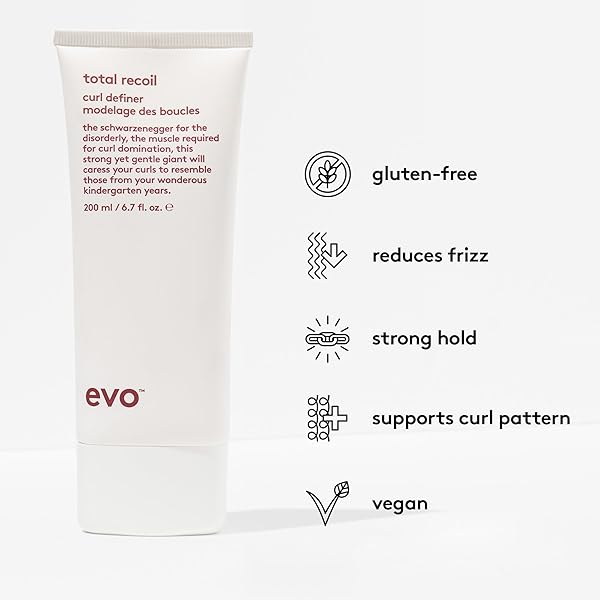 EVO TOTAL RECOIL CURL DEFINER – FULL SIZE STRONG HOLD DEFINER TO ACTIVATE SHAPE FOR A POLISHED, SOFT, FRIZZ FREE FINISH – 6.7FL.OZ