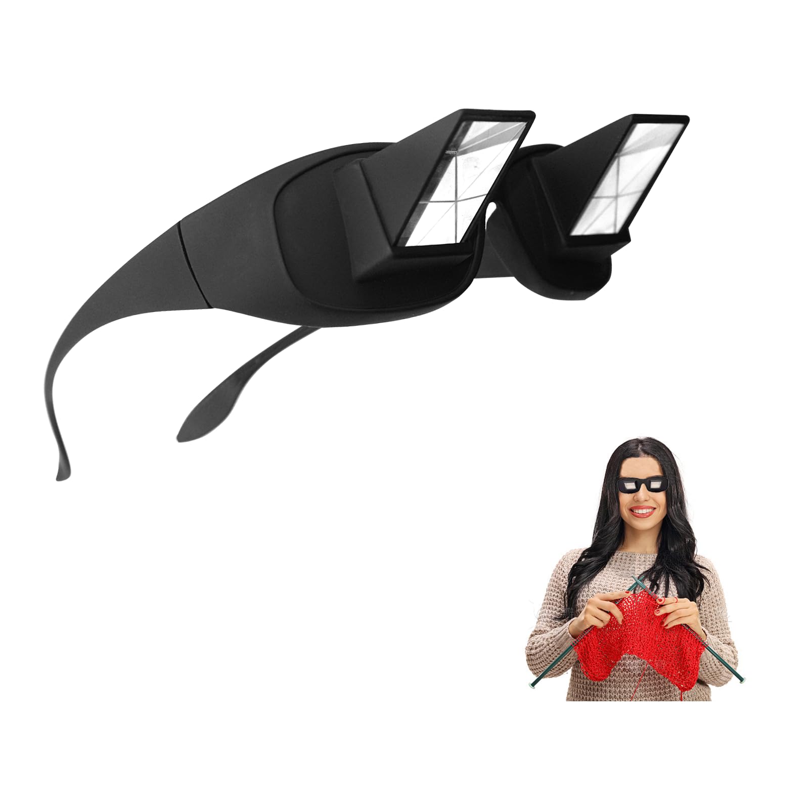 Photo 1 of UXIETIN Crochet Glasses Horizontal High Definition Lazy Glasses Prism Periscope Looking Down for Crochet Reading and Watching TV for Seniors or Teenagers