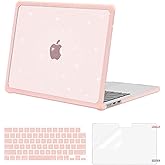 MOSISO Compatible with MacBook Air 13 inch Case 2026 2025 2024 2023 2022 M4 A3240 M3 A3113 M2 A2681, Glitter Hard Case with TPU Bumper&Keyboard Cover&Screen Film for MacBook Air 13.6, Pink