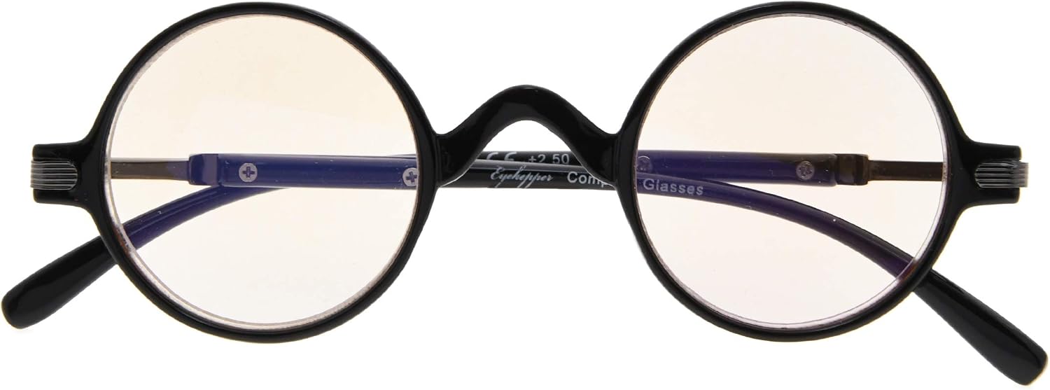 Eyekepper Anti UV Round Reading Glasses Vintage Professor Oval Readers (Black,+2.25) - Image 3