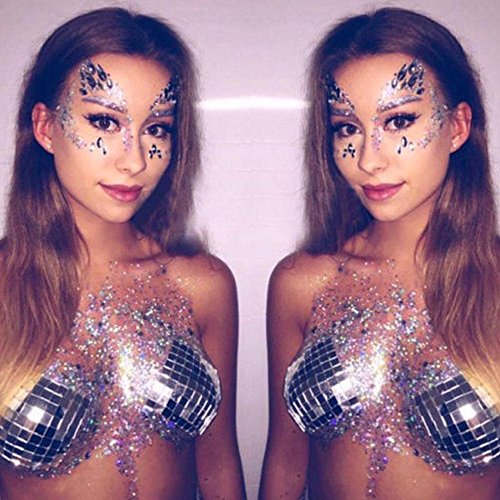 Face Gems, Ynredee 2 Set Women Mermaid Rave Festival Glitter, Rhinestone Temporary Tattoo Face Jewels Crystals Face Stickers Eyebrow Face Body Jewelry (Breast and Face 2)