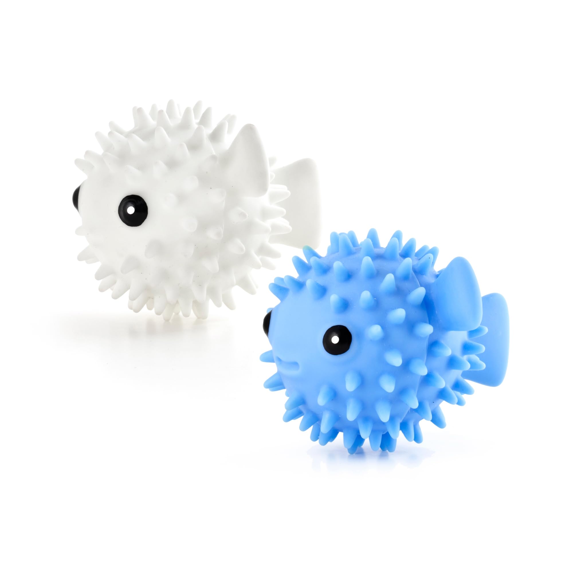 Kikkerland Puffer Fish Laundry Dryer Buddies, Reusable Cute Eco-Friendly Dryer Buddies, Non-Toxic PVC Plastic, Blue & White (Set of 2)