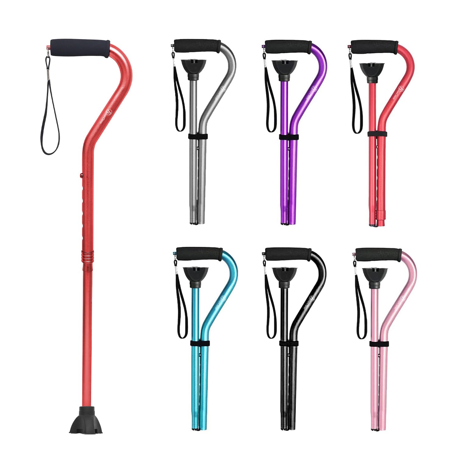 BeneCane Walking Cane for Men & Women Adjustable Cane with Offset Soft Cushioned Handle -Portable Lightweight Sturdy Mobility Walker Aid for Elderly, Seniors Collapsible Cane