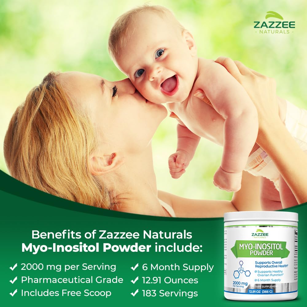 Zazzee Myo-Inositol Capsules and Myo-Inositol Powder, 100% Pure, Premium Grade, Vegan, Non-GMO and All Natural