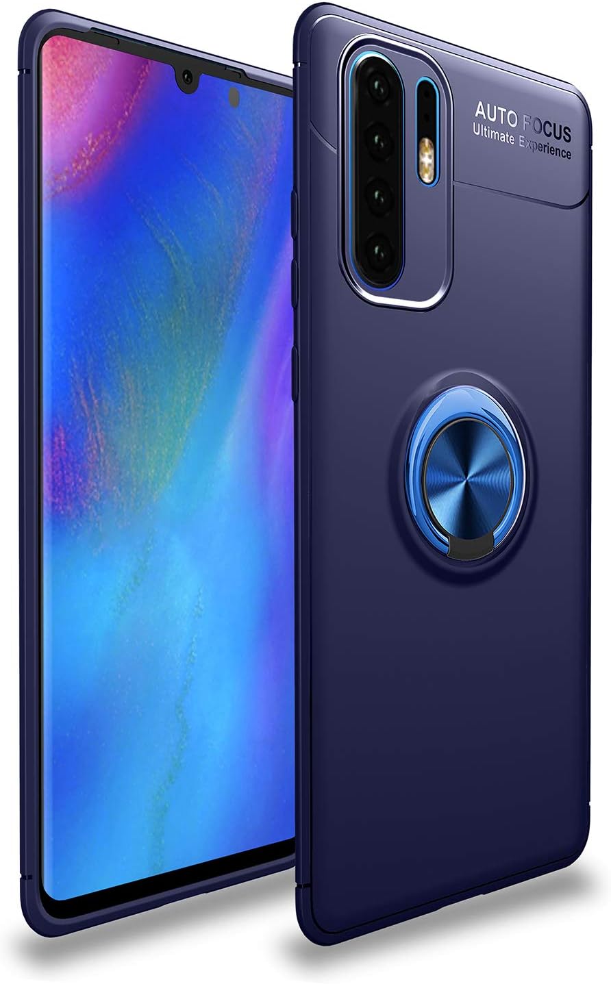Case for Huawei P30 Pro HXC Soft TPU Material Suitable for Automotive Magnet Brackets Invisible Ring Bracket Multi-Function Protective Shell (Blue)