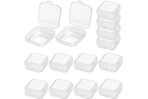 APHRORDITY 14-Pack Mini Plastic Storage Boxes with Hinged Lid, Small Clear Jewelry Organizer for Earrings, Rings, Necklaces, Compact, Lightweight & Durable PP Plastic Containers for Home, Office, Travel