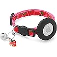 LAFAYI Airtag Cat Collar Breakaway with Bells & Fruit Pendants,Safety Kitten Collar with Apple Air Tag Holder and for Girl Boy Cats,Pet Accessories,Gifts(Strawberry)