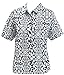 LA LEELA Hand Batik Hawaiian Shirt Blouses Button Down Relaxed Fit Women Short Sleeves Camp Blue