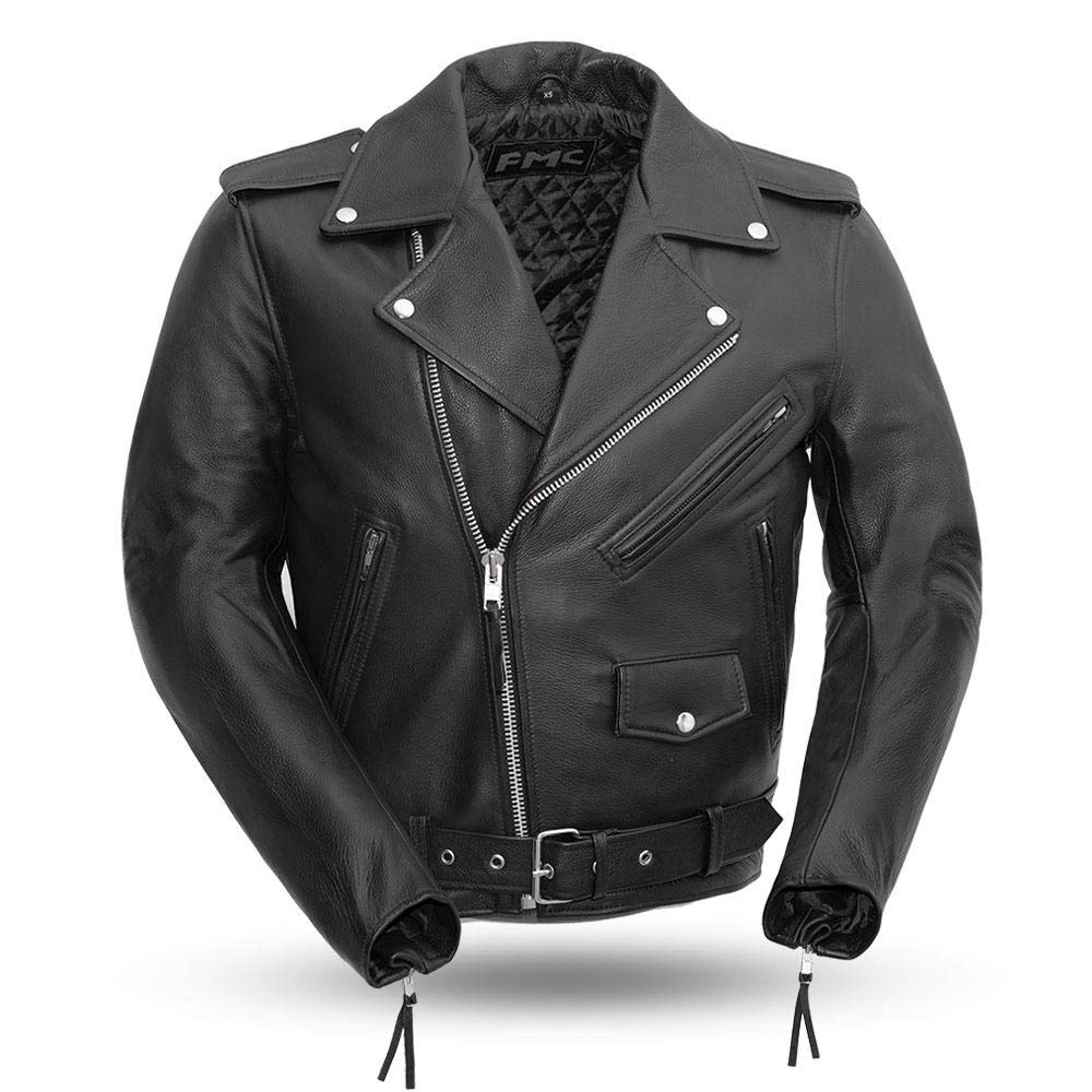 Superstar - Men's Leather Motorcycle Jacket (Black, 7XL)