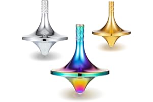 Leitee 3 Pieces Brass Metal Top Spinner Good Balance Desktop Top Spinner for Adults Kill Time Long Time Focus, 3 Colors(Medium (1.1 x 1.3 Inch))