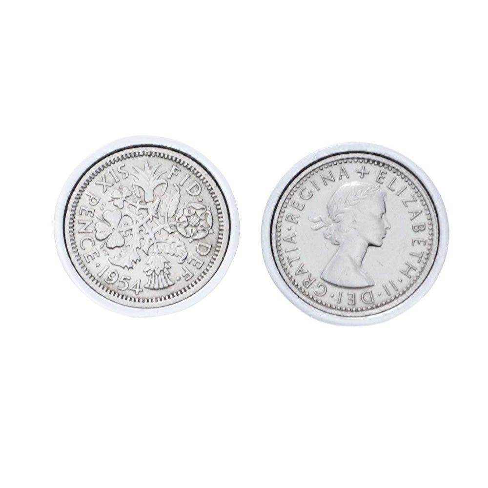 Polished Sixpence Cufflinks | 1954 Anniversary 1954 Coins 72nd Birthday