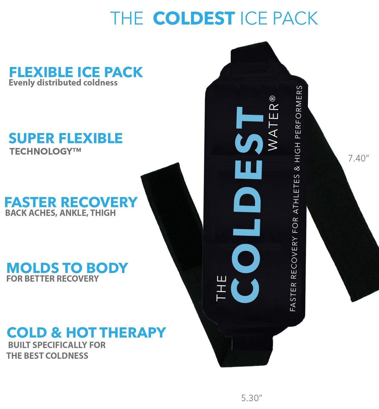 Coldest Gel Ice Pack Flexible Compress with Straps Provides Alleviate