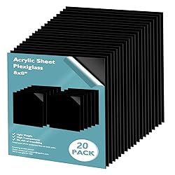 Egofine 8" x 8" Black Plexiglass Sheets 20 Pack