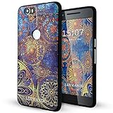 Nexus 6p Case,Lizimandu Soft TPU textured pattern Case for Nexus 6p(Blue Flower)