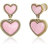 Wrangler Western Turquoise Heart Dangle Earrings for Women Statement Gold Plated Affection Cowgirl Drops Jewelry