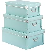 SEEKIND Foldable Storage Box with Lids and Handles Decorative, 3 in 1 Set, Multiple Size Plastic Box for Clothes, Cosmetic, Books &hellip;