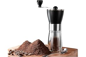 T-mark Manual Coffee Grinder, Portable Adjustable Coffee Grinder Ceramic Burr Grinder for Travel Home