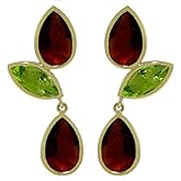 Galaxy Gold GG 14k Solid Gold Chandeliers Earring with Garnets and Peridots
