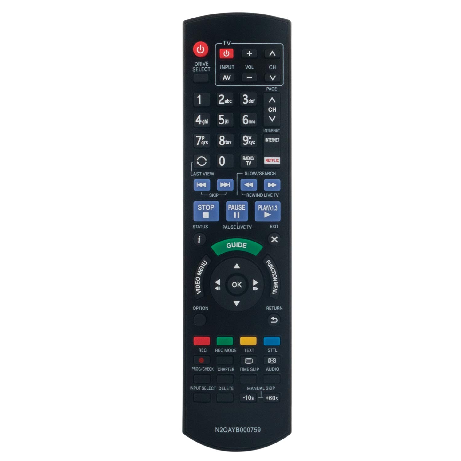 VINABTY N2QAYB000759 Remote Control replacement fit for Panasonic DVD Recorder DMR-BST820 DMR-BST720 DMR-BST721 DMR-BST835 DMRBCT730 DMRBCT820 DMRBCT720 DMRBCT721
