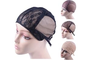 YANTAISIYU Wig Making Caps Double Lace Wig Caps For Making Wigs Adjustable Wig Cap Weave Caps for Making Wigs Hairnets (Black S)