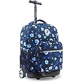 J World Sunrise Kids Rolling Backpack for Girls Boys. Roller Bookbag With Wheels For School, Night Bloom