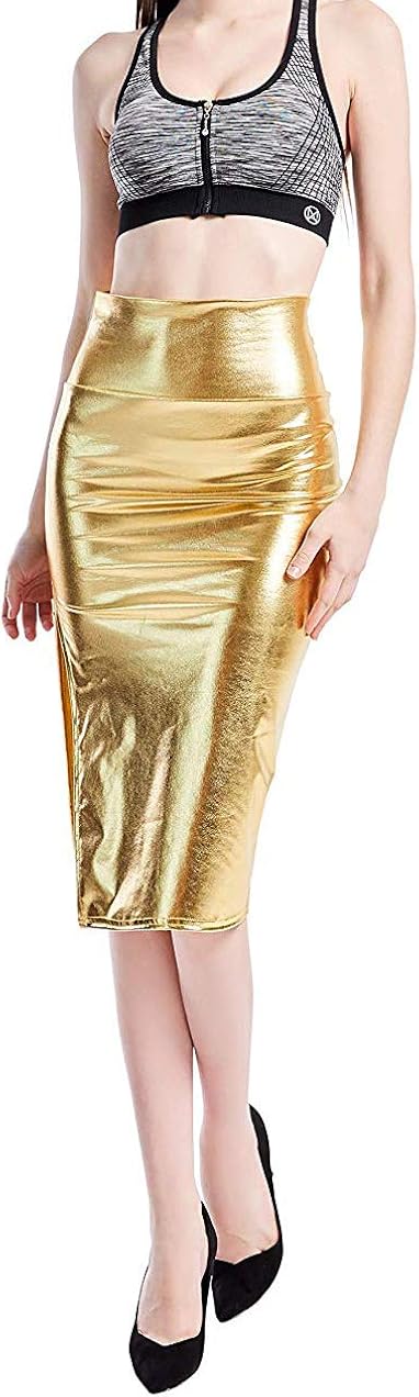 holographic bodycon skirt