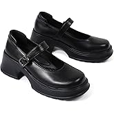 QJN Mary Janes for Women Chunky Platform Mary Jane Heels Comfortable Dress Pumps Casual Office Work Shoes