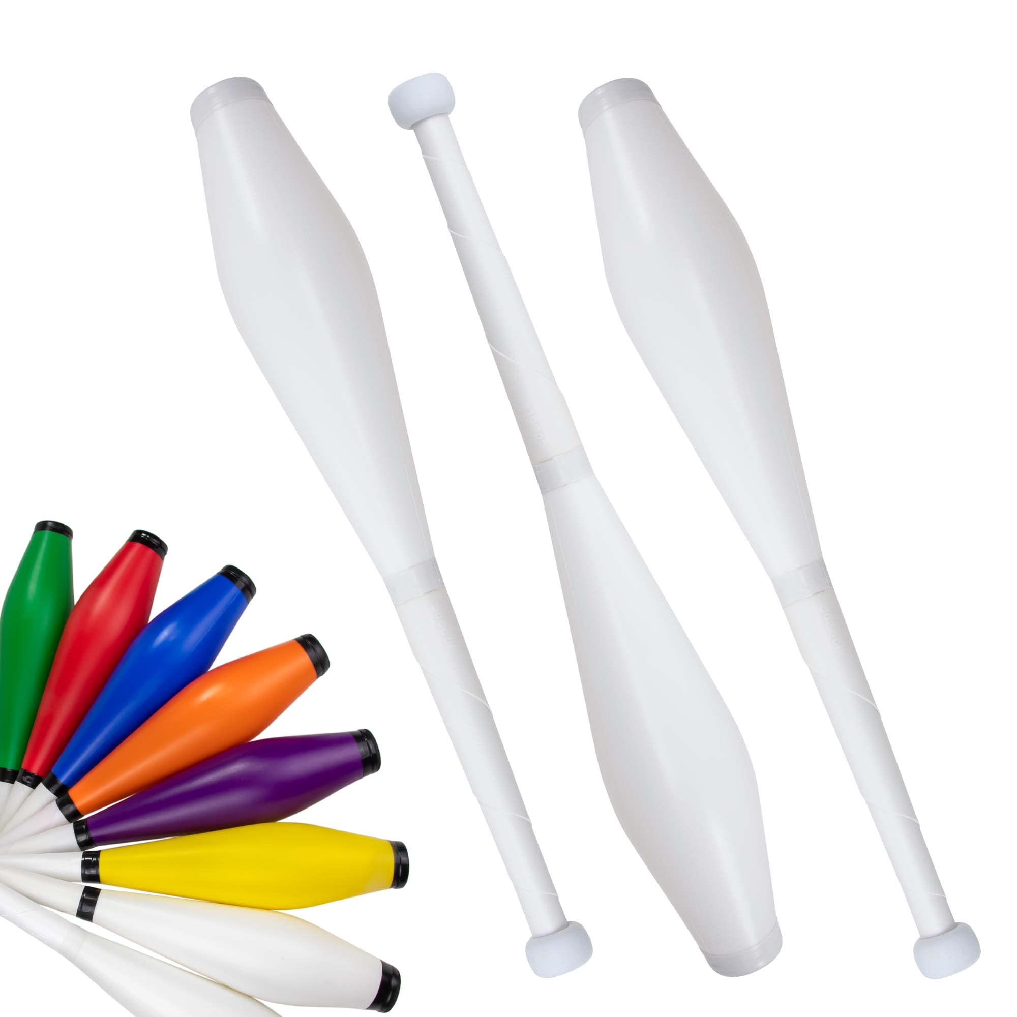 Juggle Dream Trainer Street Juggling Club Set of 3 Great Trainer Clubs - Juggling Set for Beginners and Advanced Jugglers (All White)