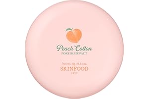 SKINFOOD 1957 SKINFOOD Peach Cotton Pore Blur Pact - Sebum Control Pack with Silky Texture - Long Lasting Makeup Fixing - Pore Primer with Mineral Powder for Oily Skin - Stocking Stuffers - Pore Quick Minimizer