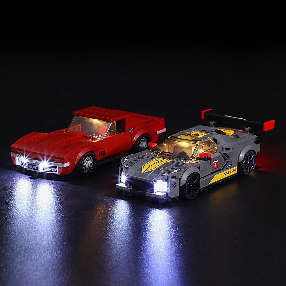 GEAMENT Light Kit Compatible with LEGO Chevrolet Corvette C8.R Race Car and 1968 Chevrolet Corvette - for Speed Champions 76903 (Building Set Not Included)